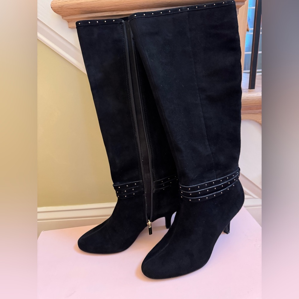Bandolino Women’s BDMIXIE Suede Knee Length Black 3” Heel Boots Size 9M